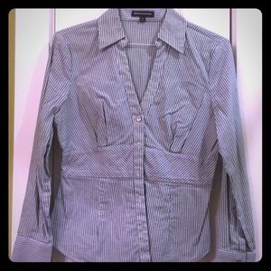 Express Green stripe v neck button down Sz M